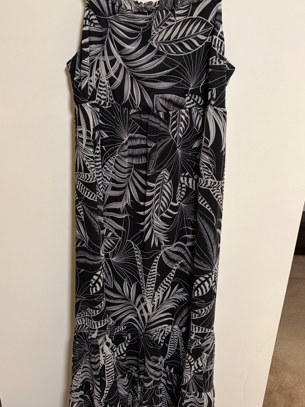 Banana Republic Black and White Tropical Maxi Dress